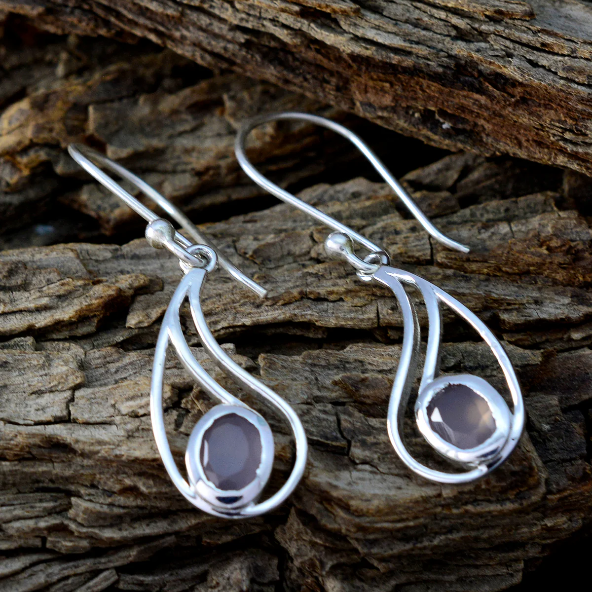 Rose Quartz Mexican Nova Solitaire Dangle Pink Sterling Silver Earring - Image 3
