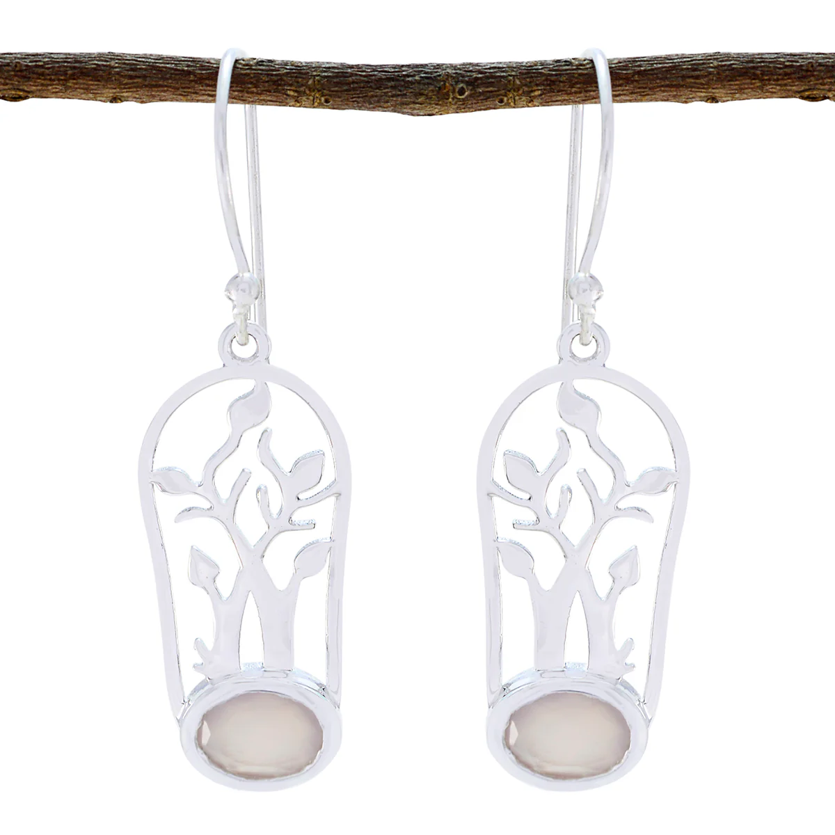 Rose Quartz Mexican Sofia Solitaire Dangle Pink Sterling Silver Earring