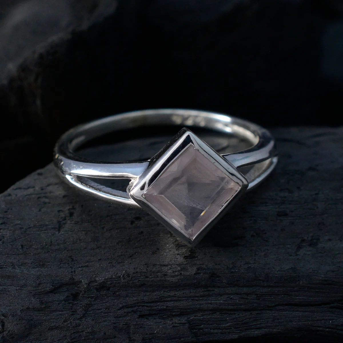 Rose Quartz Solitaire American 92.5 Silver Pink Gemstone Dainty Graceful Ring Jewellery - Image 4