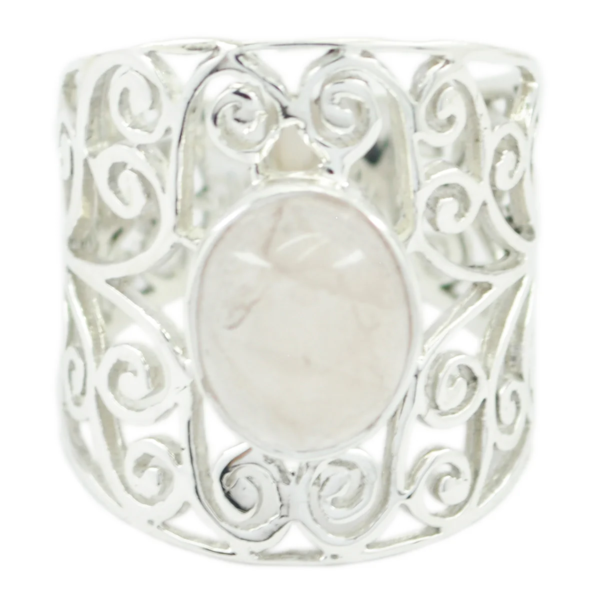 Rose Quartz Solitaire Australian 92.5 Silver Pink Gemstones Eye-catching Filigree Ring Jewelry