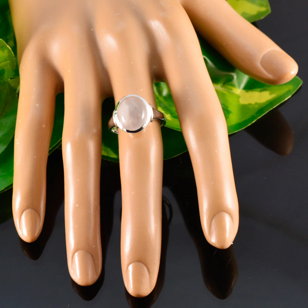 Rose Quartz Solitaire Egyptian 92.5 Silver Pink Gems Minimal Abstract Ring Jewelry - Image 5