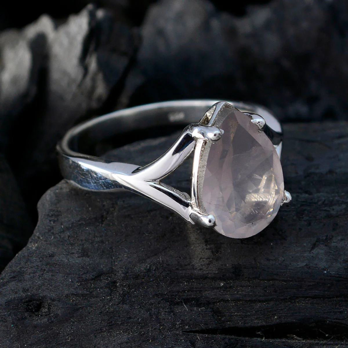 Rose Quartz Solitaire Egyptian 925 Silver Pink Gemstones Minimal Promise Ring Jewellery - Image 4