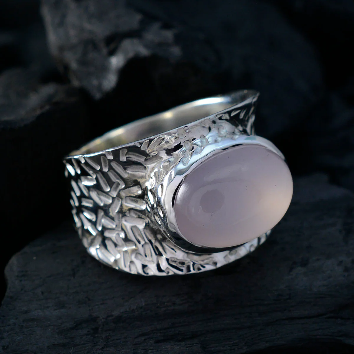 Rose Quartz Solitaire German 925 Sterling Silver Pink Gemstones Essential engravings Ring Jewelry - Image 4