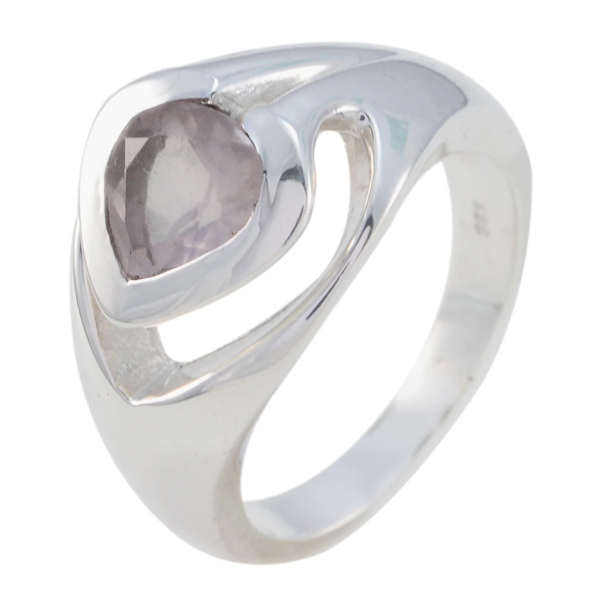 Rose Quartz Solitaire German Sterling Silver Pink Gems Eye-catching Fairytale Ring Jewelry - Image 3