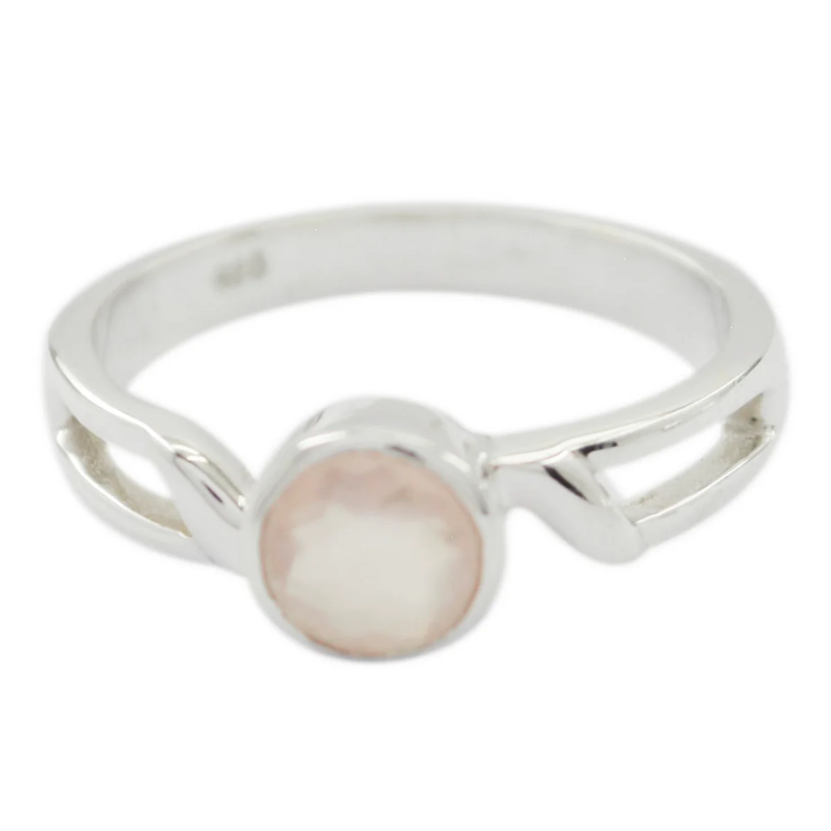 Rose Quartz Solitaire Korean 925 Sterling Silver Pink Gems Whisper-thin Luxurious Ring Jewelry