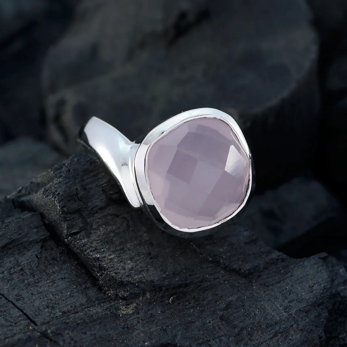 Rose Quartz Solitaire Russian 92.5 Silver Pink Gems Minimal Sophisticated Ring Jewellery - Image 5