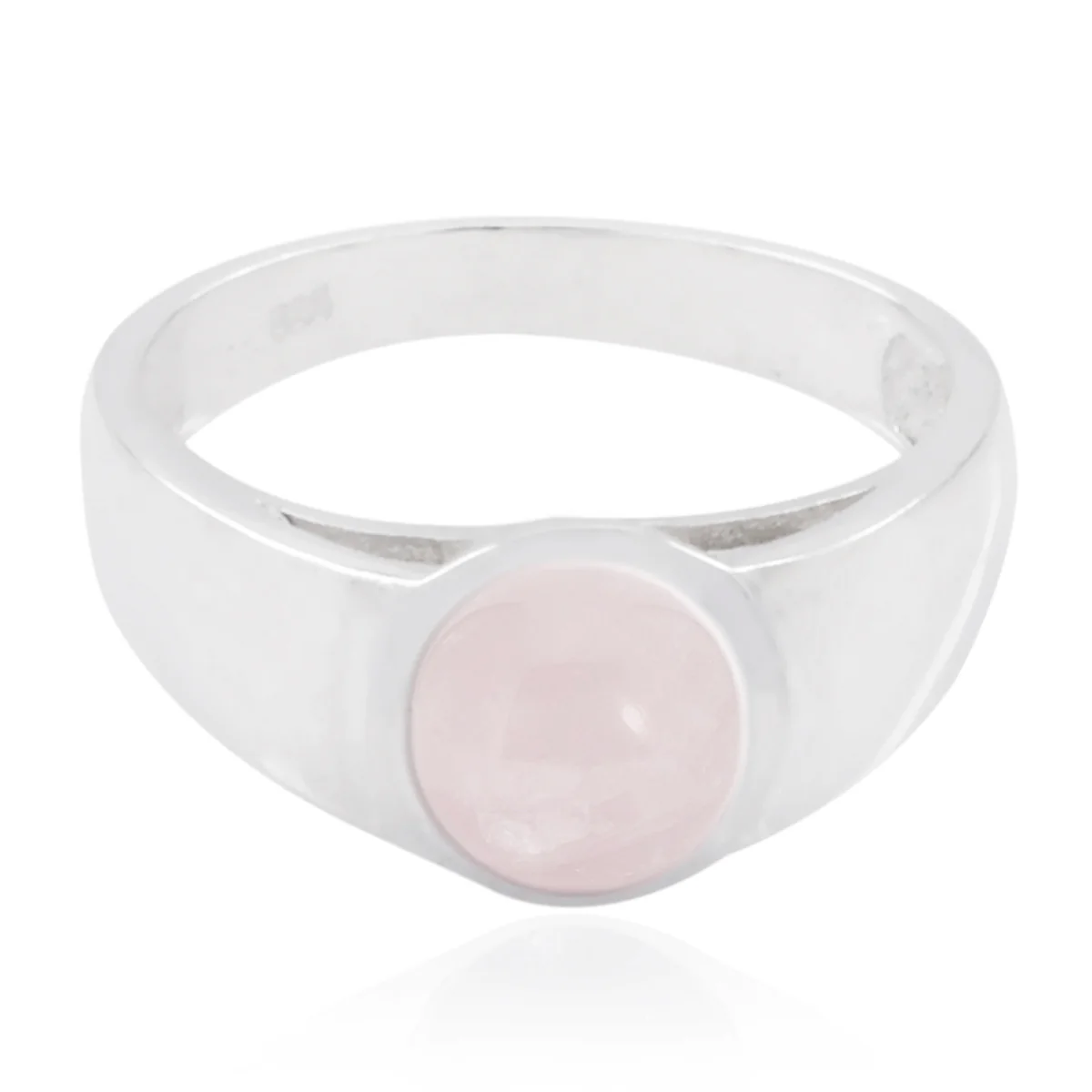 Rose Quartz Solitaire Russian 925 Sterling Silver Pink Gems Slim Trendy Ring Jewelry