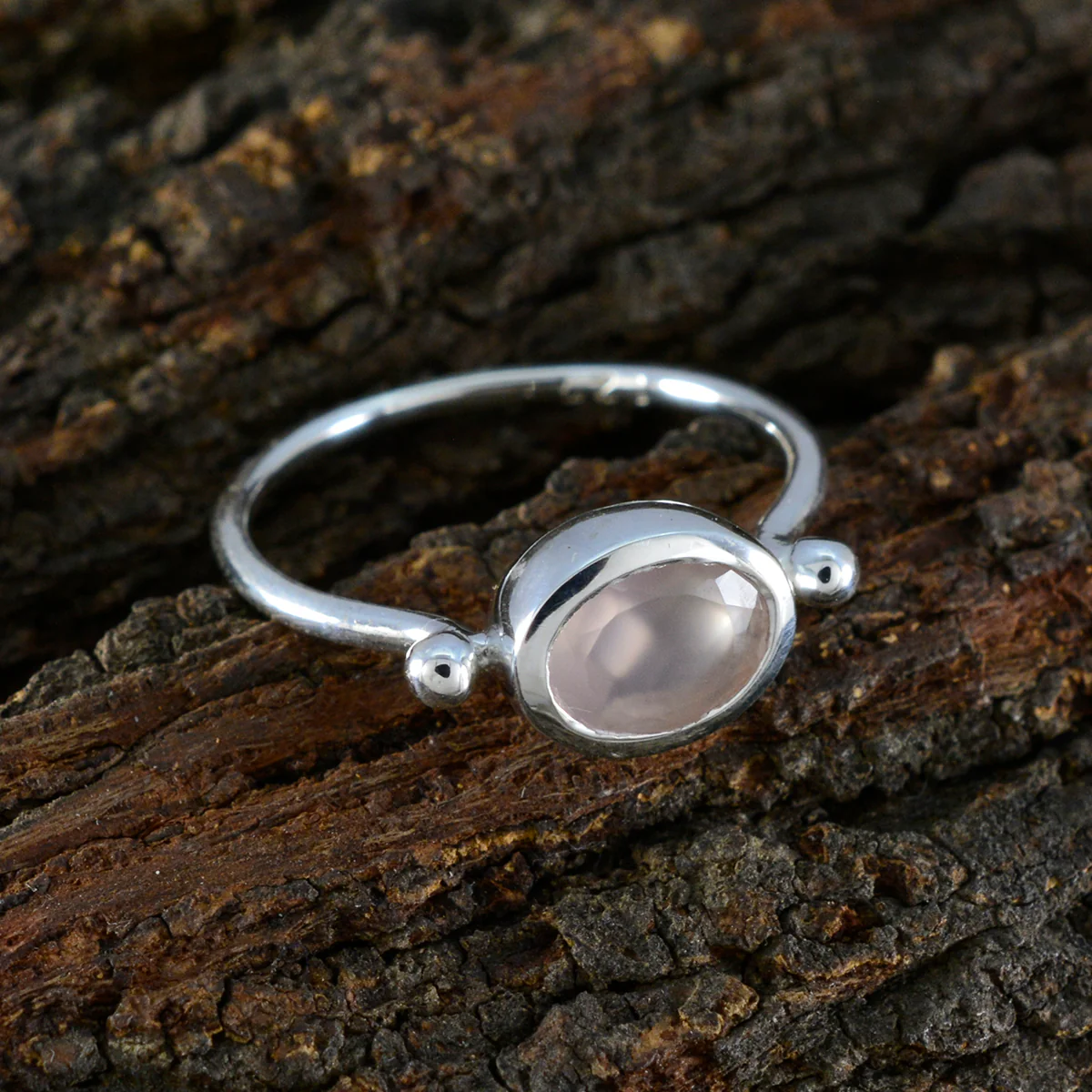 Rose Quartz Solitaire Turkish 92.5 Silver Pink Gems Dainty Abstract Ring Jewellery - Image 3
