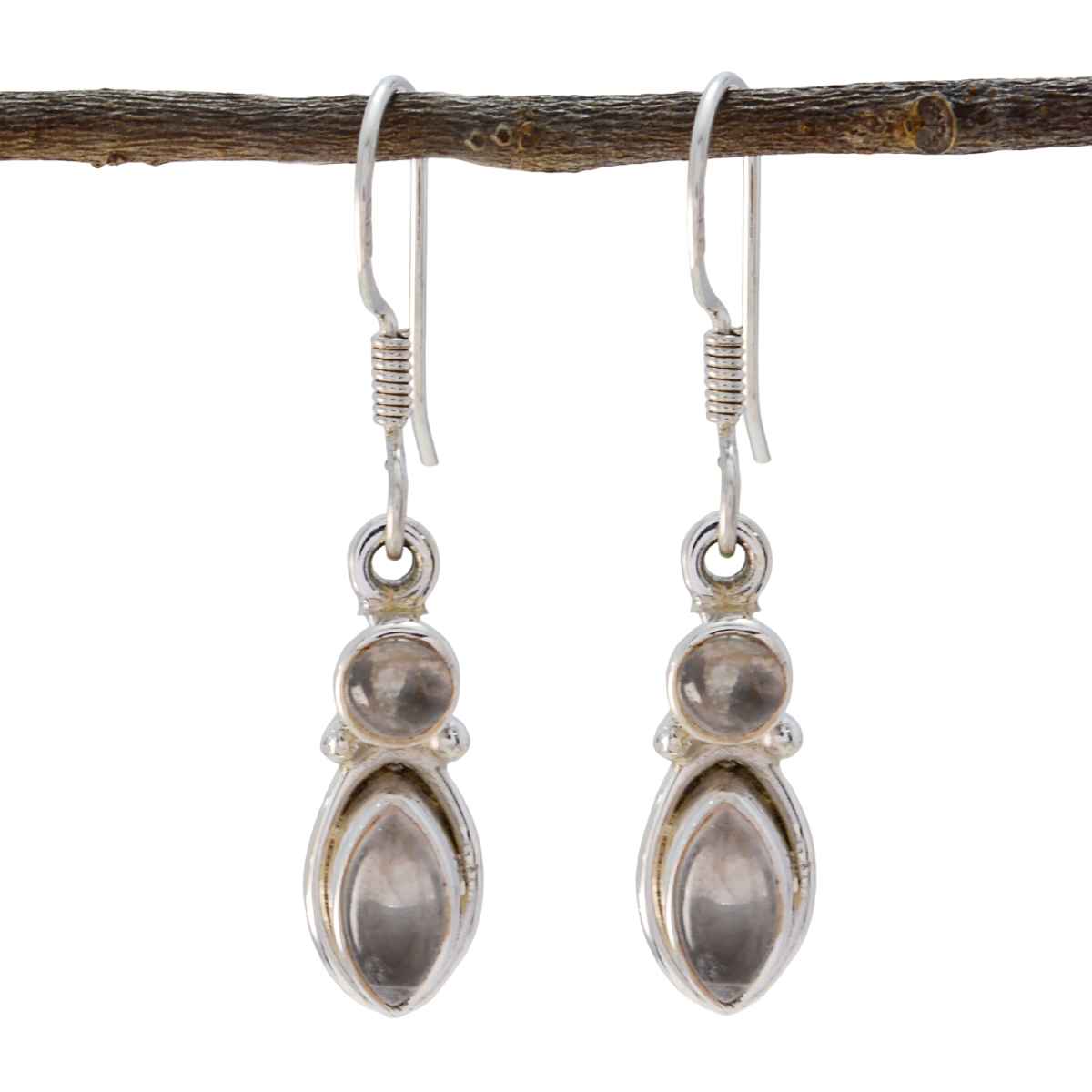 Rose Quartz Spanish Ida multiple Dangle Pink Silver Earring
