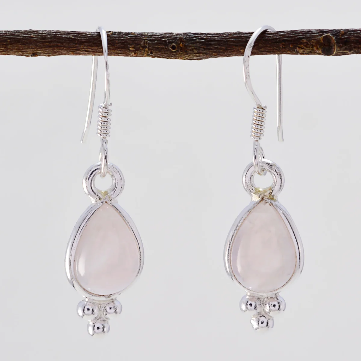 Rose Quartz Spanish Lucia multiple Dangle Pink Sterling Silver Earring - Image 2