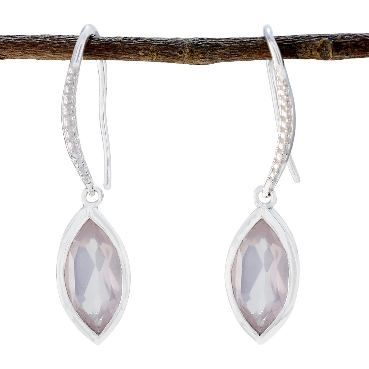 Rose Quartz Spanish Pauline Solitaire Dangle Pink 925 Silver Earring