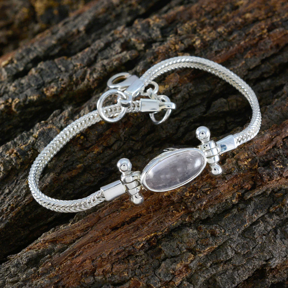 Rose Quartz Summer Bank Holiday Featherlight Pink Sterling Silver Chain Bracelet - Image 2