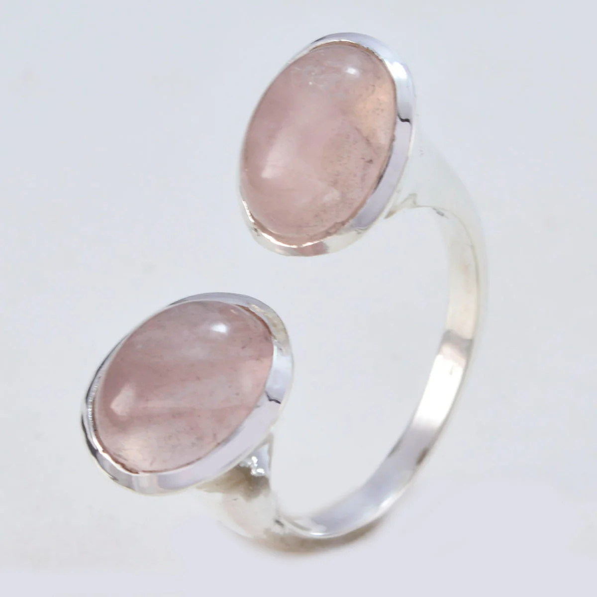 Rose Quartz Toi et Moi Moroccan 92.5 Silver Pink Gemstones Eye-catching Trendy Ring Jewelry