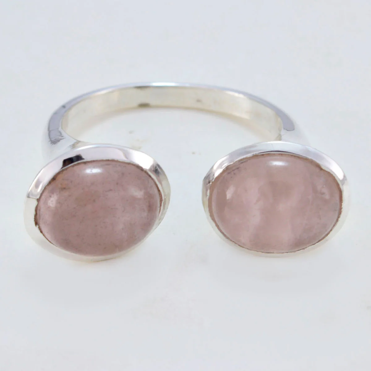 Rose Quartz Toi et Moi Moroccan 92.5 Silver Pink Gemstones Eye-catching Trendy Ring Jewelry - Image 2