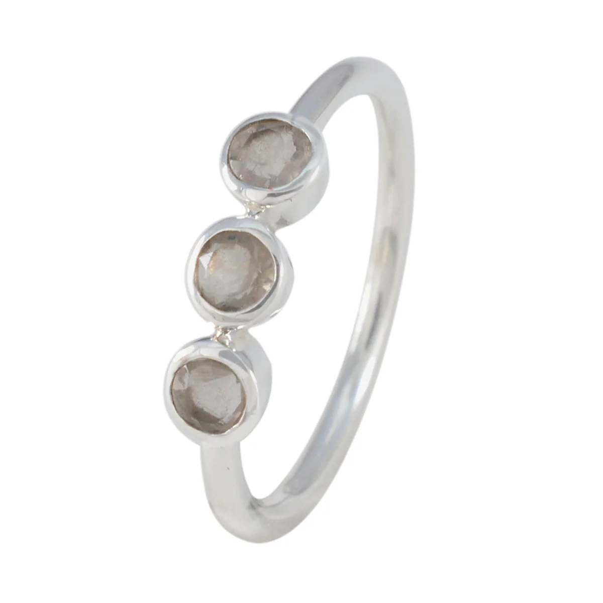 Rose Quartz Trilogy Turkish 925 Silver Pink Gems Elegant  Modern Ring Jewelry - Image 2