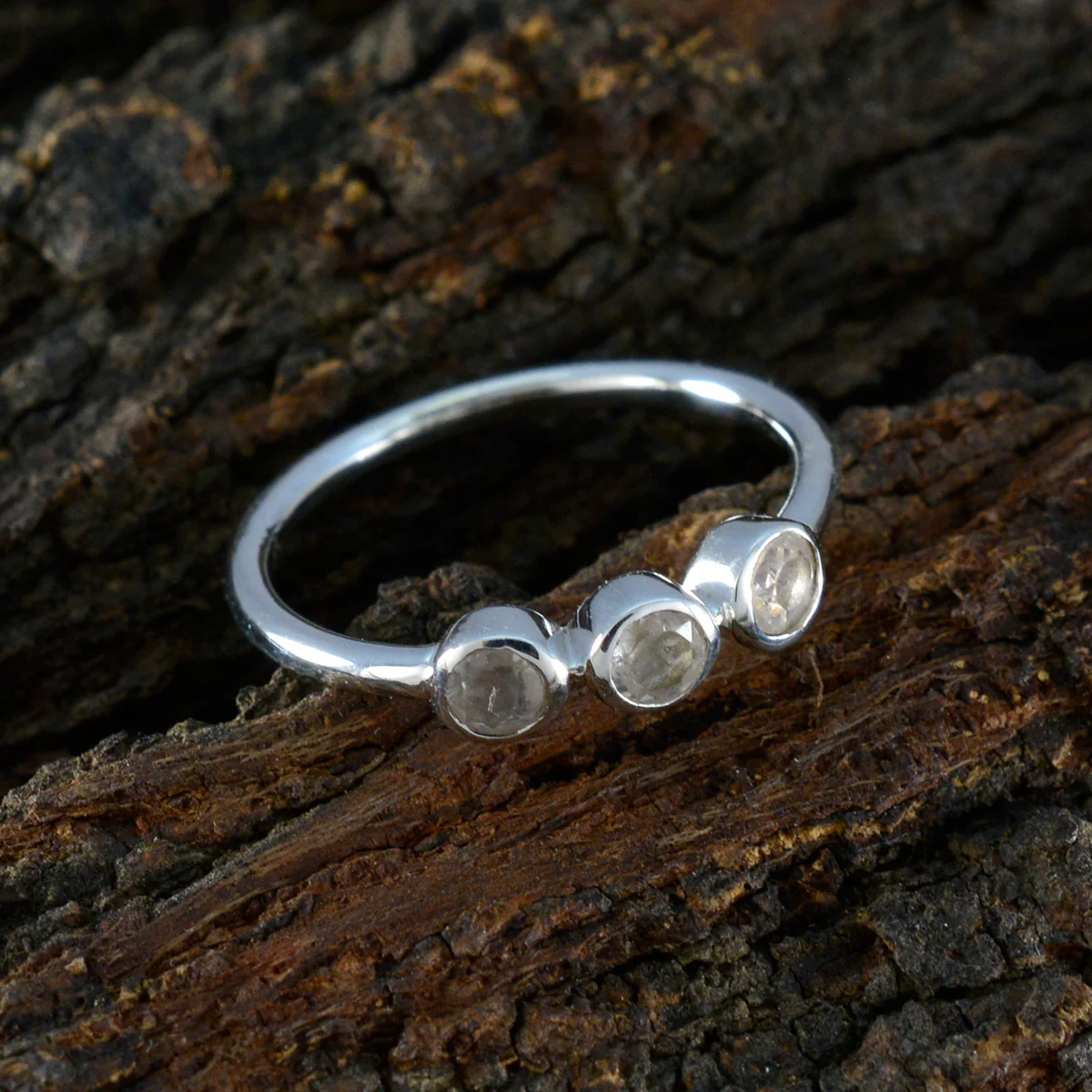 Rose Quartz Trilogy Turkish 925 Silver Pink Gems Elegant  Modern Ring Jewelry - Image 3