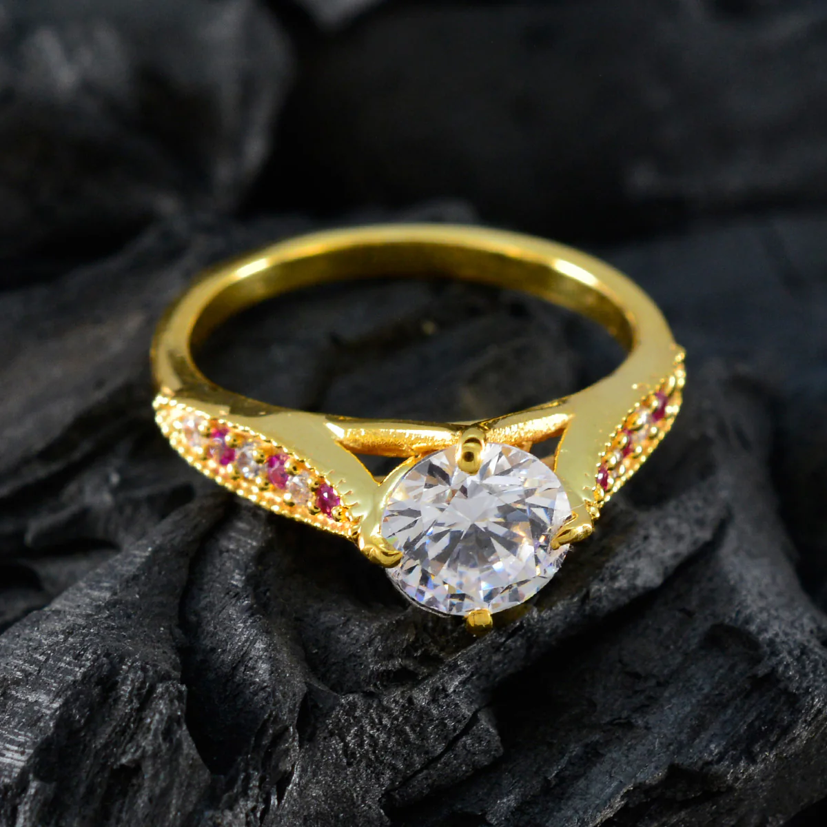Ruby CZ Halo American 92.5 Silver Red Gemstones Delicate Graceful Ring Jewellery - Image 4