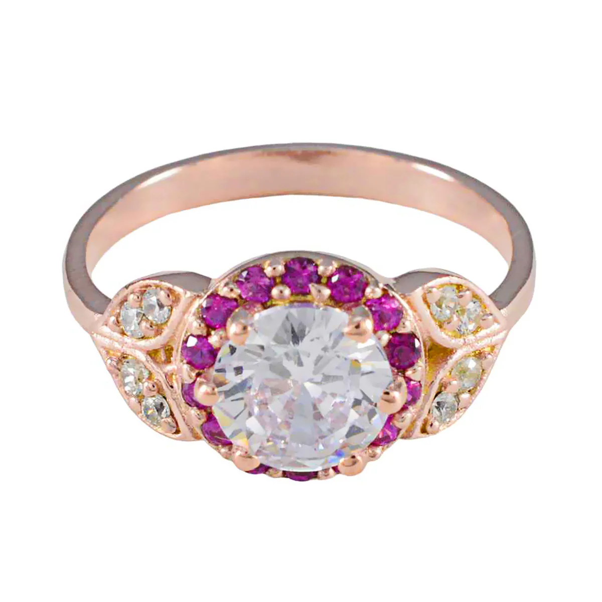 Ruby CZ Halo American 925 Silver Red Gems Delicate Fairytale Ring Jewellery