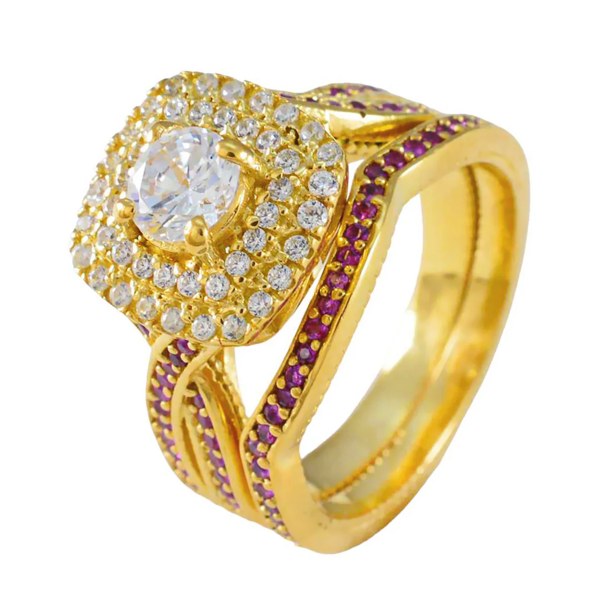 Ruby CZ Halo American Sterling Silver Red Gemstone Mid-weight valentine Ring Jewellery - Image 2