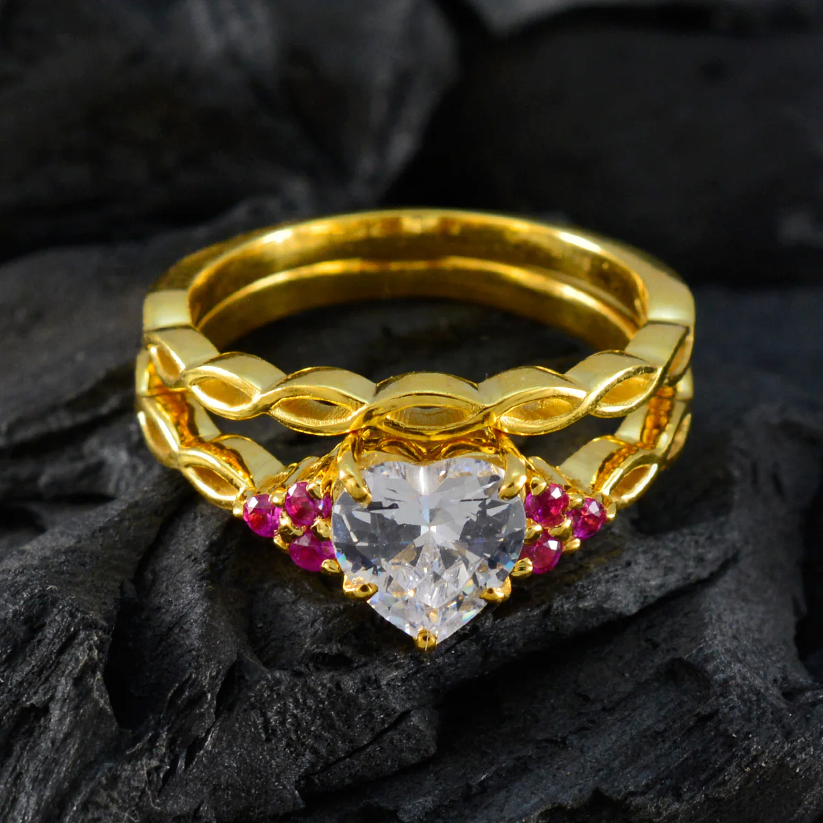 Ruby CZ Halo Indian 925 Silver Red Gems Whisper-thin Love Ring Jewelry - Image 4