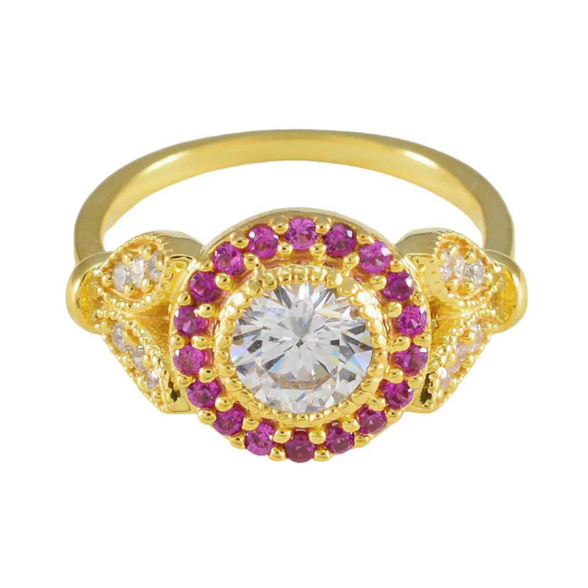Ruby CZ Halo Korean 92.5 Silver Red Gems Whisper-thin Romantic Ring Jewelry