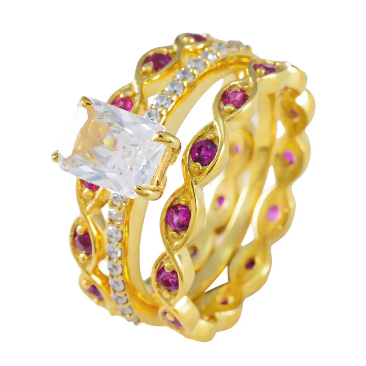 Ruby CZ Halo Korean 92.5 Silver Red Gemstone Mid-weight propsel Ring Jewelry - Image 2