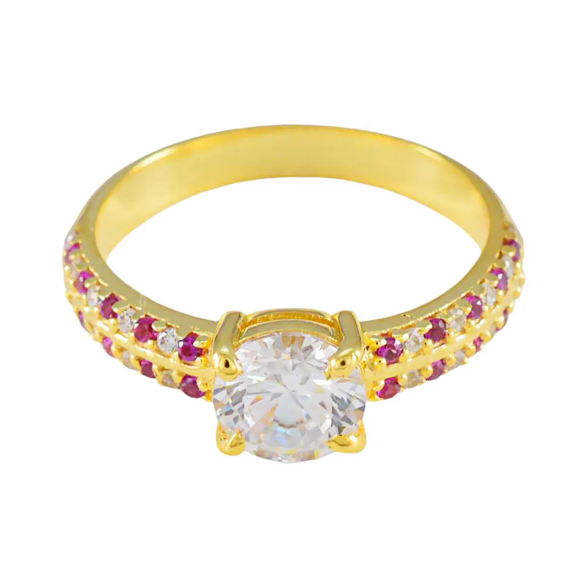 Ruby CZ Halo Korean 925 Sterling Silver Red Gemstones Delicate Contemporary Ring Jewelry