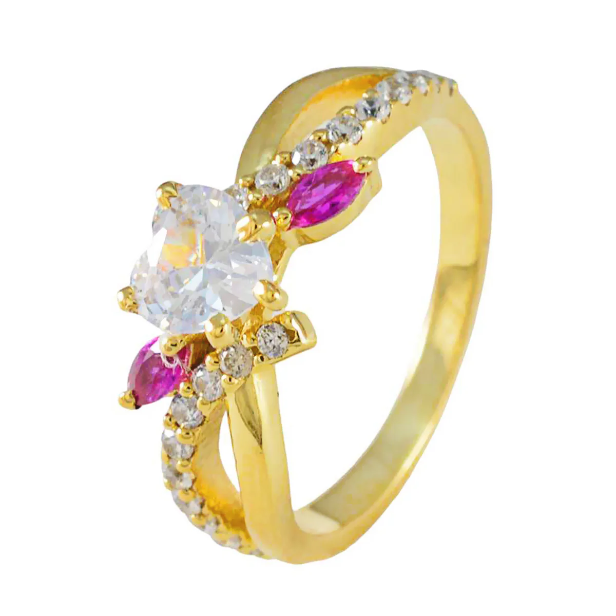 Ruby CZ Halo Korean Silver Red Gems Delicate Glamorous Ring Jewelry - Image 2