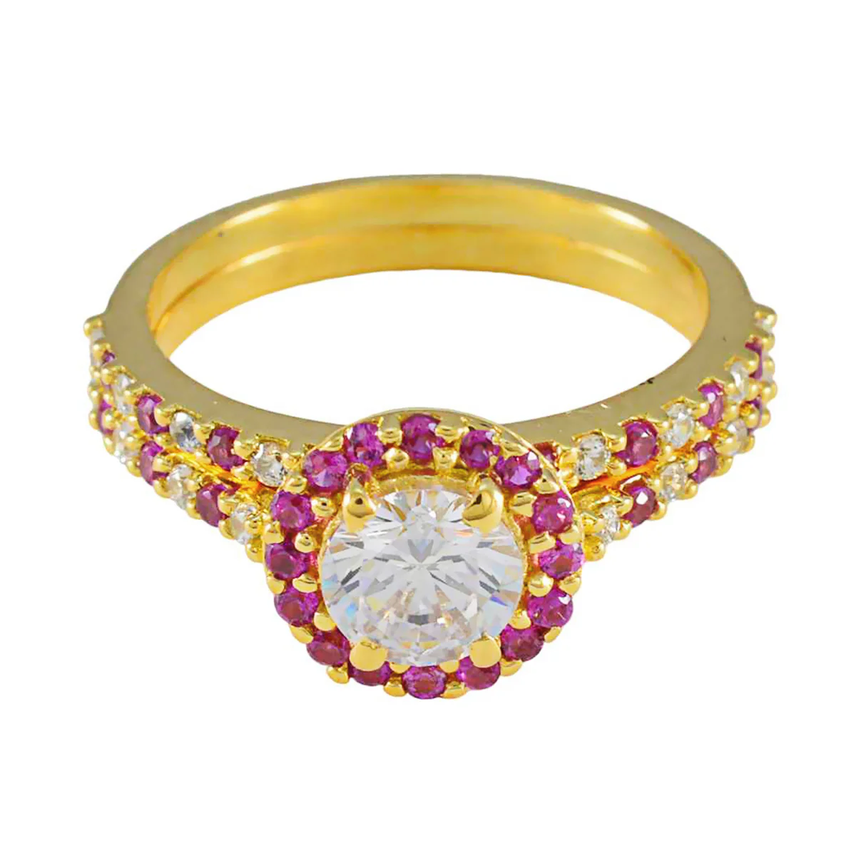 Ruby CZ Halo Korean Silver Red Gemstones Whisper-thin Romantic Ring Jewelry