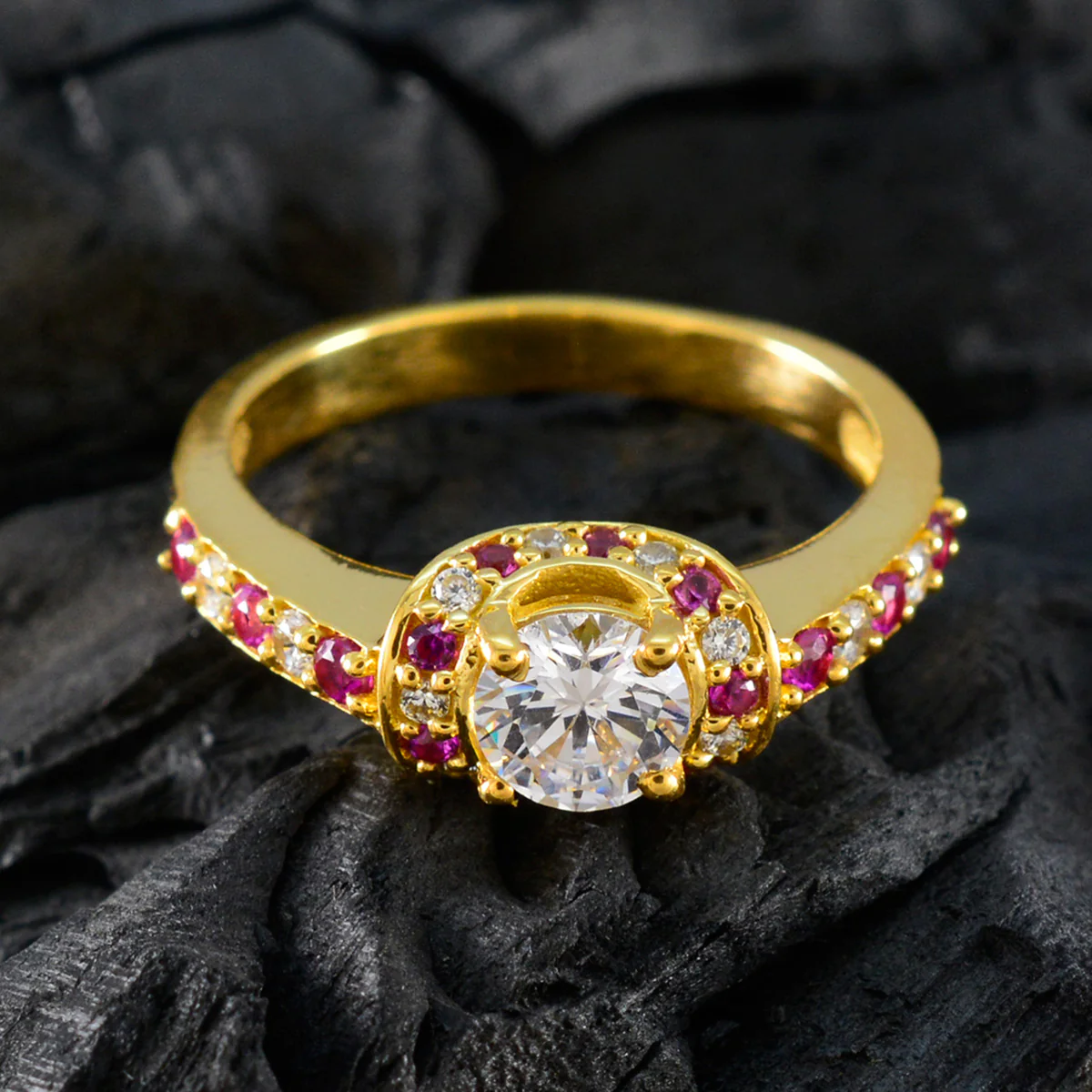 Ruby CZ Halo Korean Sterling Silver Red Gems Whisper-thin Love Ring Jewelry - Image 4