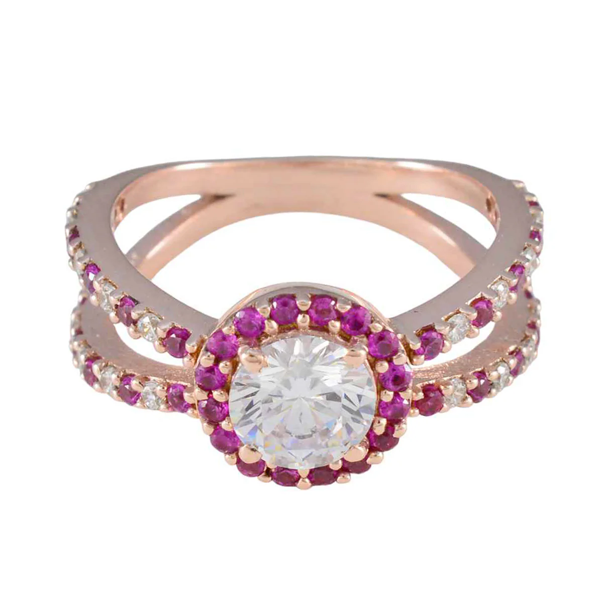 Ruby CZ Halo Korean Sterling Silver Red Gemstone Slim Promise Ring Jewelry