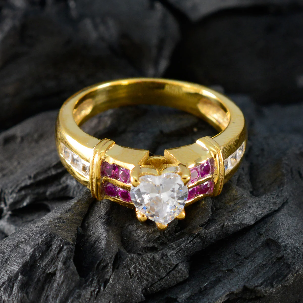 Ruby CZ Halo Latin American 92.5 Silver Red Gems Whisper-thin Romantic Ring Jewellery - Image 4
