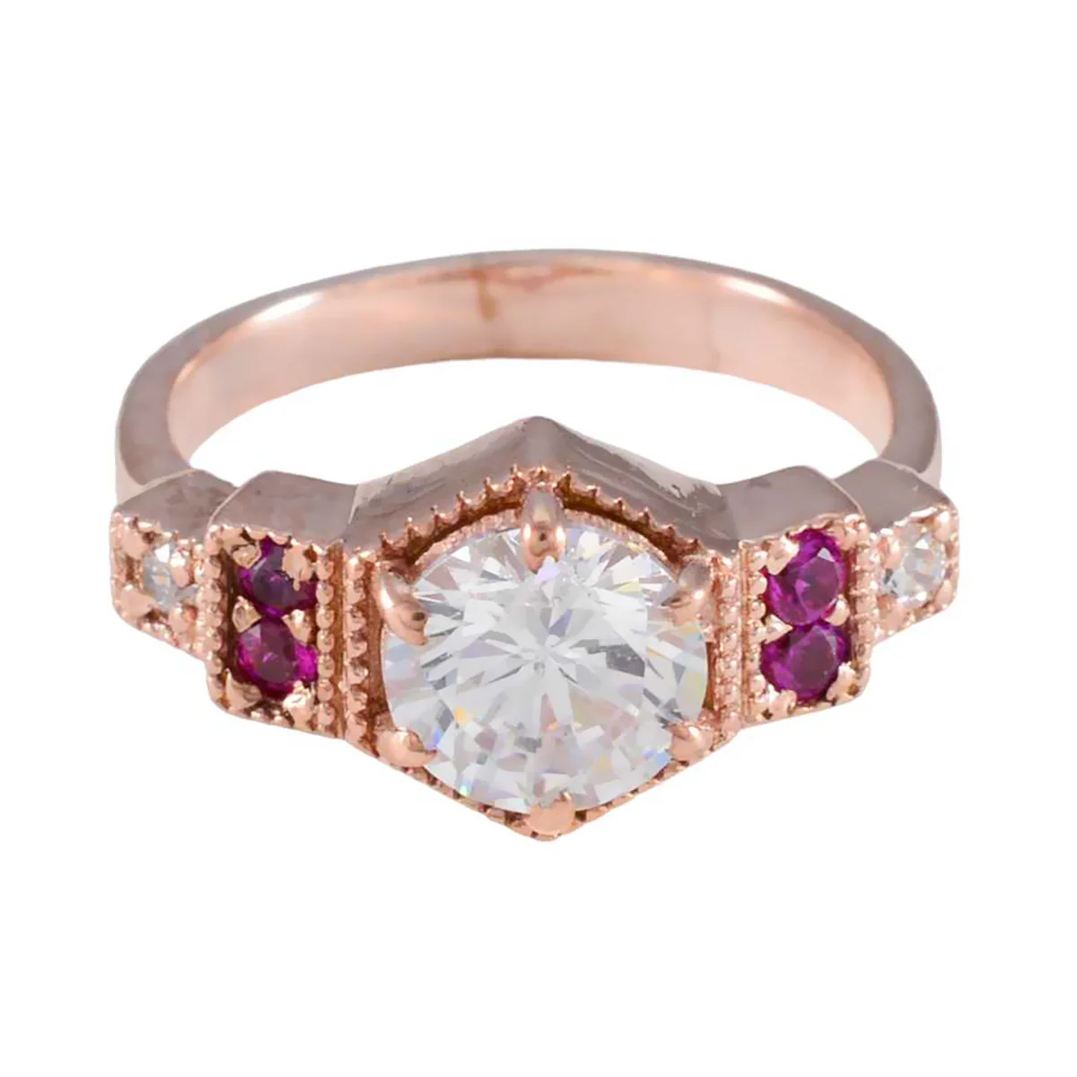 Ruby CZ Halo Latin American 92.5 Silver Red Gemstones Whisper-thin Engagement Ring Jewellery