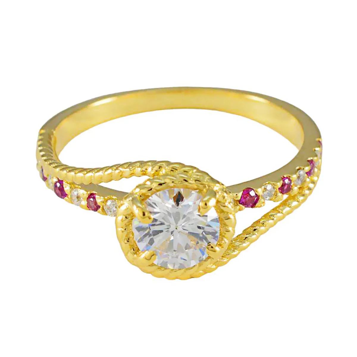 Ruby CZ Halo Latin American 925 Sterling Silver Red Gems Delicate Contemporary Ring Jewellery