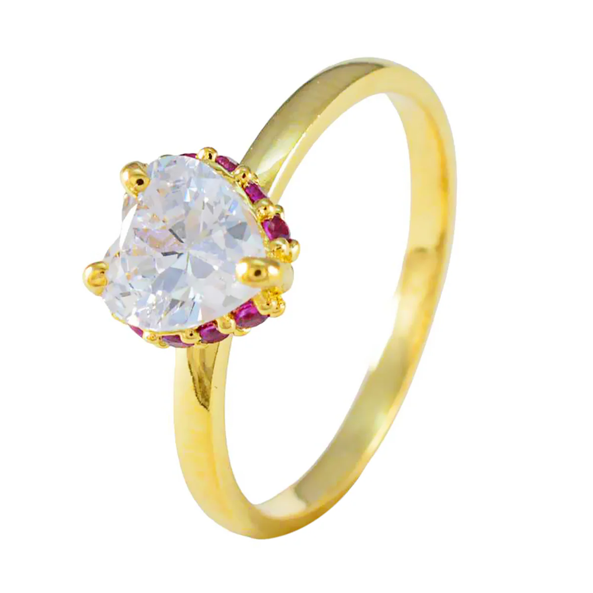 Ruby CZ Halo Latin American Silver Red Gems Delicate Contemporary Ring Jewellery - Image 2