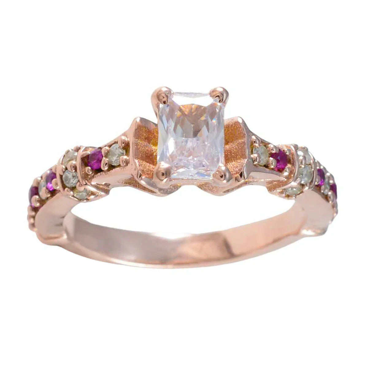 Ruby CZ Halo Latin American Sterling Silver Red Gems Slim Engagement Ring Jewellery - Image 3