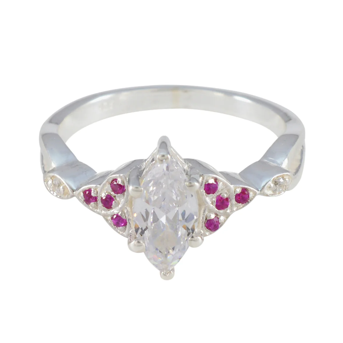 Ruby CZ Halo Moroccan 925 Sterling Silver Red Gemstone Featherlight Luxurious Ring Jewellery