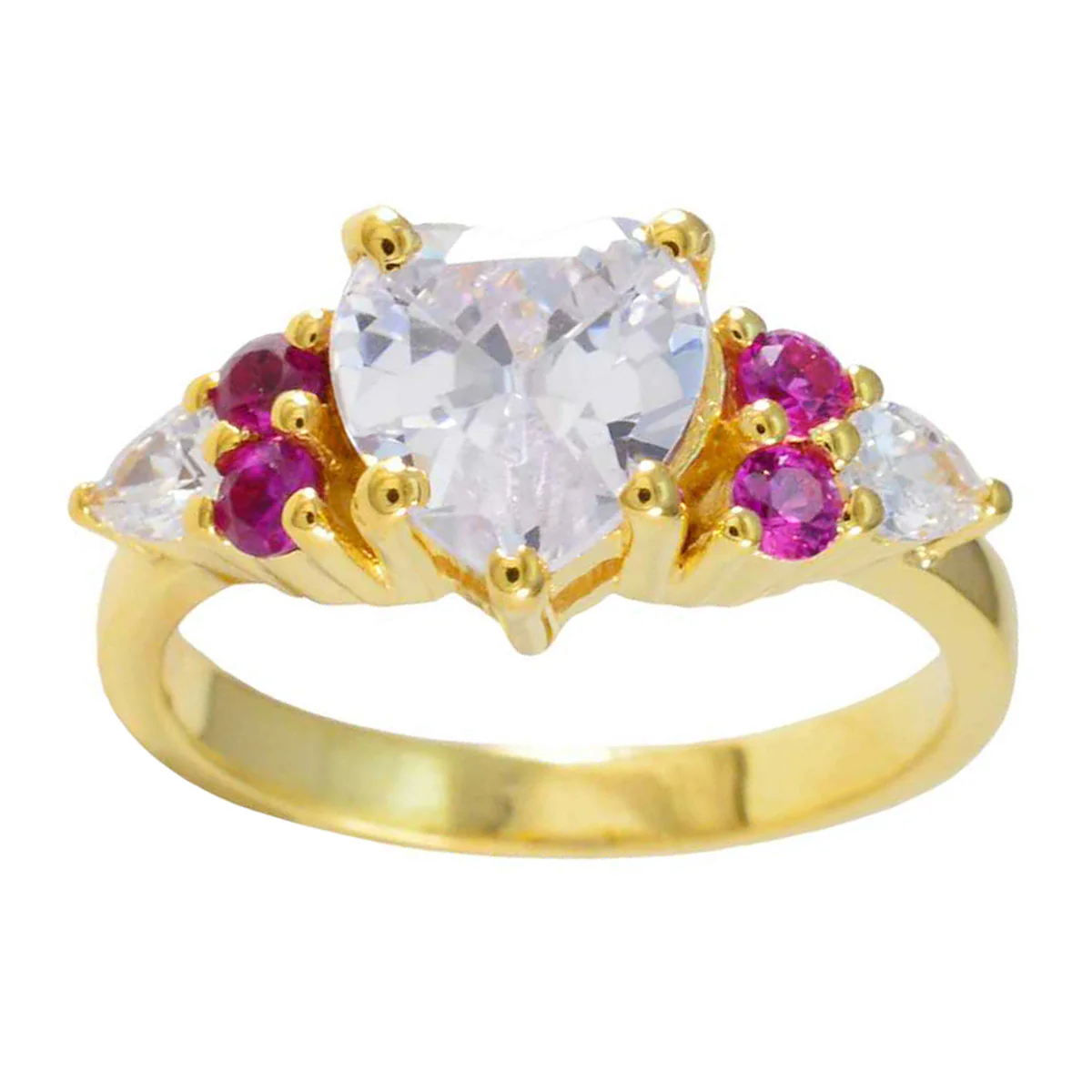 Ruby CZ Hepta Indian Silver Red Gemstone Whisper-thin Engagement Ring Jewelry - Image 3