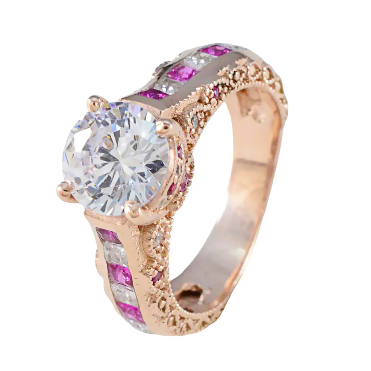 Ruby CZ multiple American Sterling Silver Red Gemstones Slim Trendy Ring Jewellery - Image 2