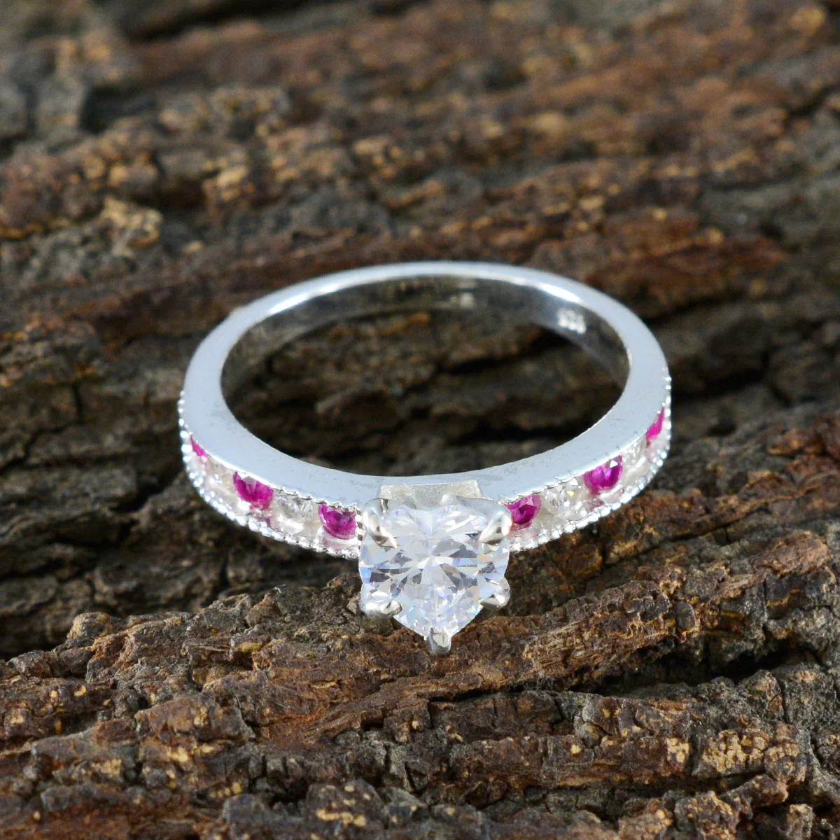 Ruby CZ multiple Japanese 925 Silver Red Gems Dainty Luxurious Ring Jewelry - Image 3