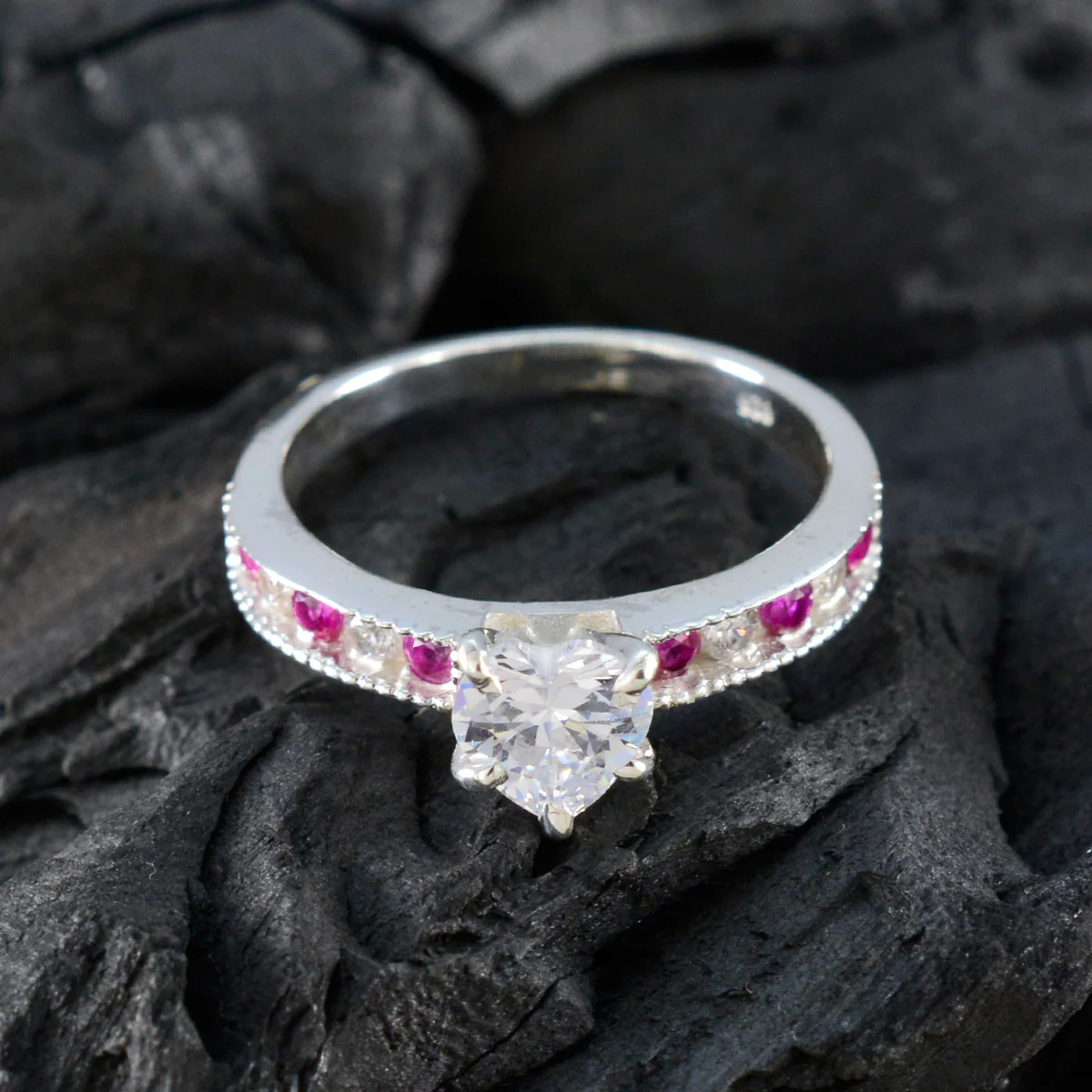 Ruby CZ multiple Japanese 925 Silver Red Gems Dainty Luxurious Ring Jewelry - Image 4