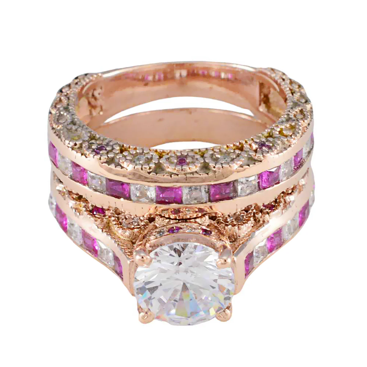 Ruby CZ multiple Latin American 92.5 Silver Red Gemstone Eye-catching valentine Ring Jewellery