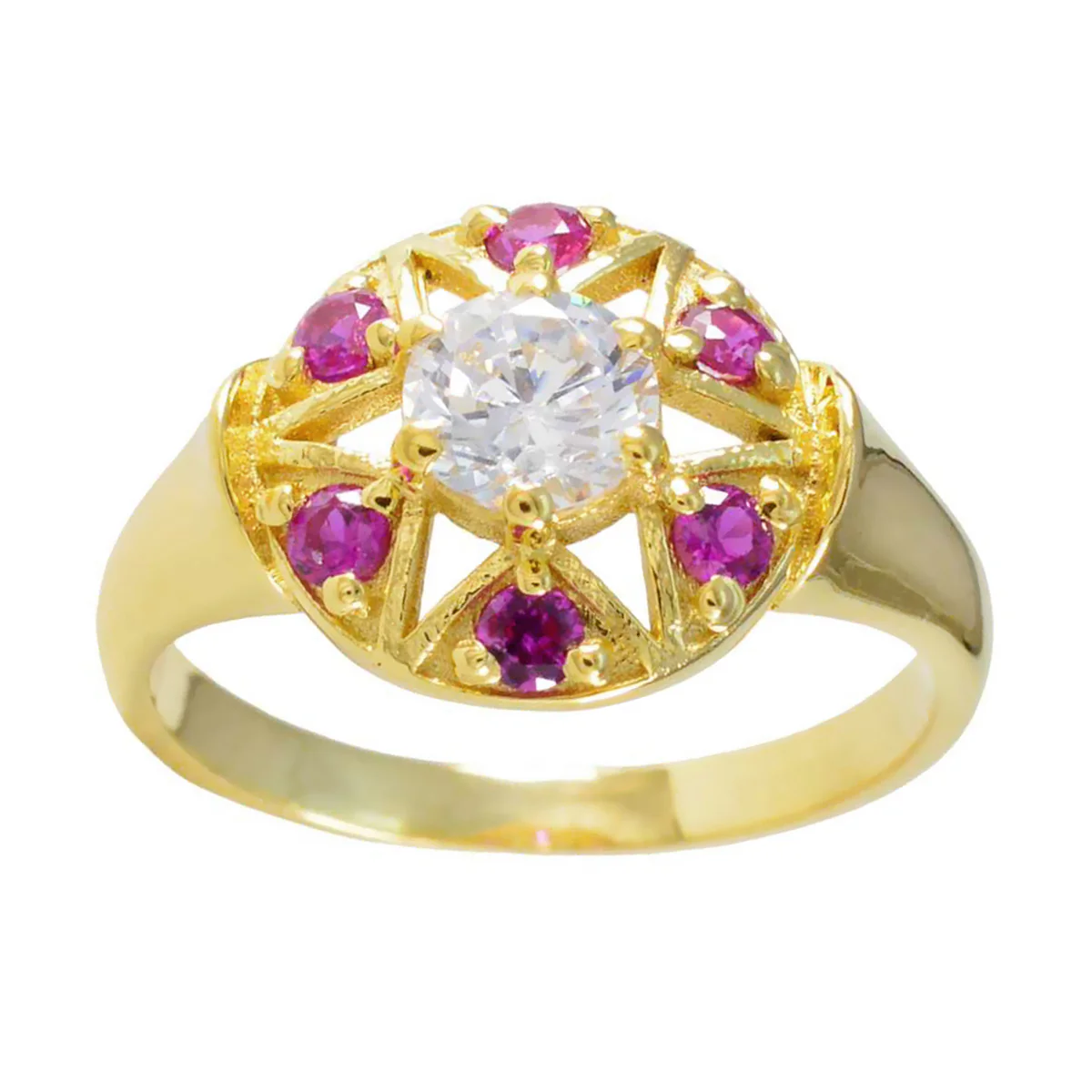 Ruby CZ Navratna Korean 925 Sterling Silver Red Gemstone Whisper-thin Engagement Ring Jewelry - Image 3