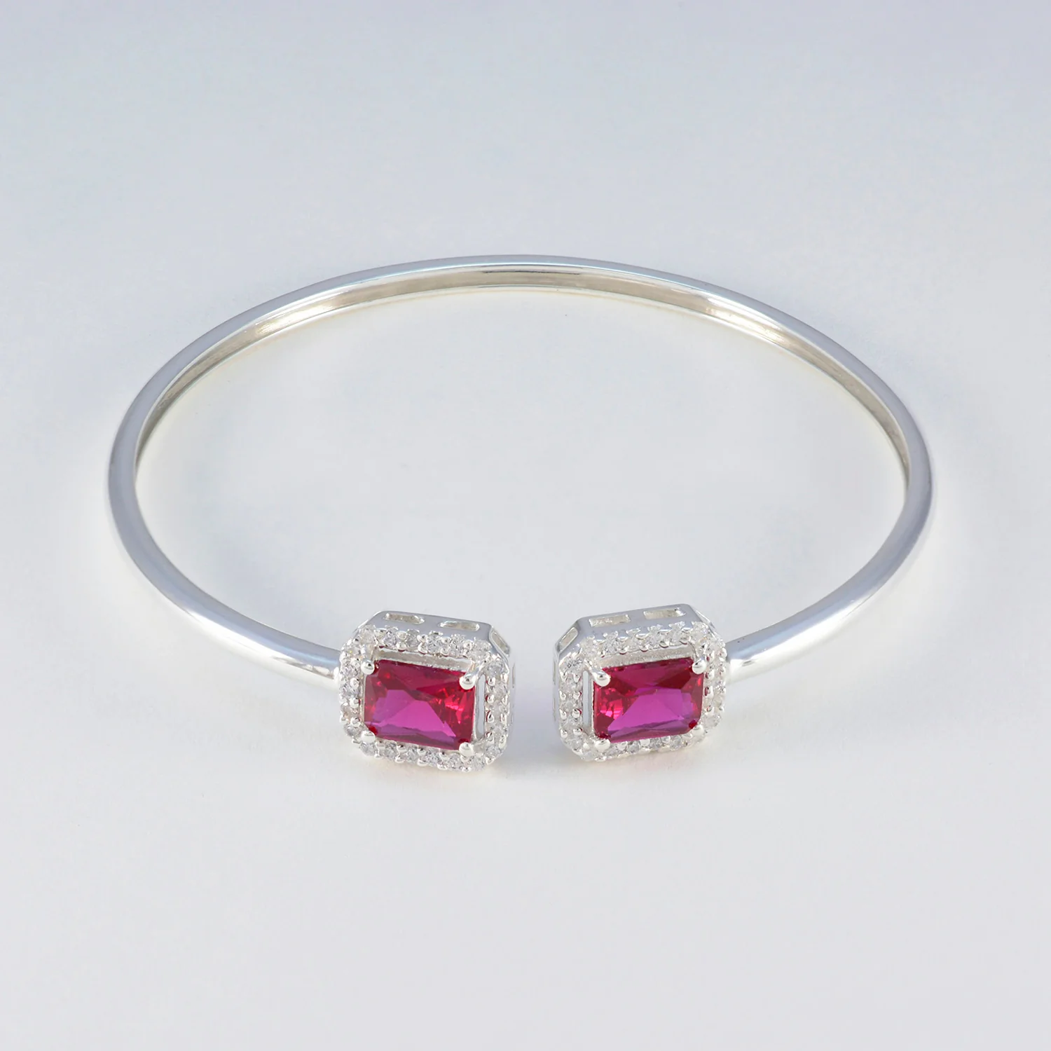Ruby CZ Surprise Gift Tiny Red Sterling Silver Bangle Bracelet - Image 3