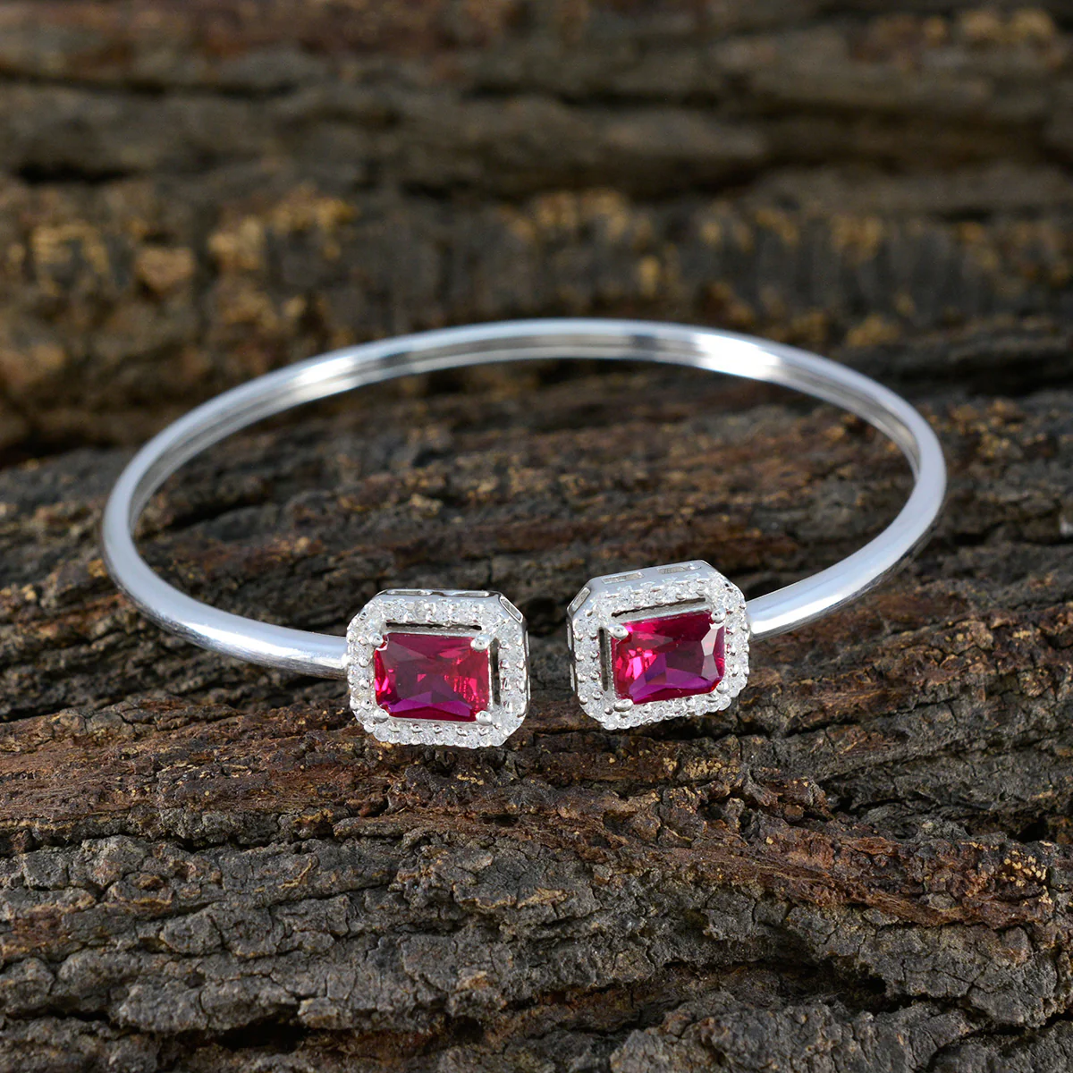 Ruby CZ Surprise Gift Tiny Red Sterling Silver Bangle Bracelet - Image 4