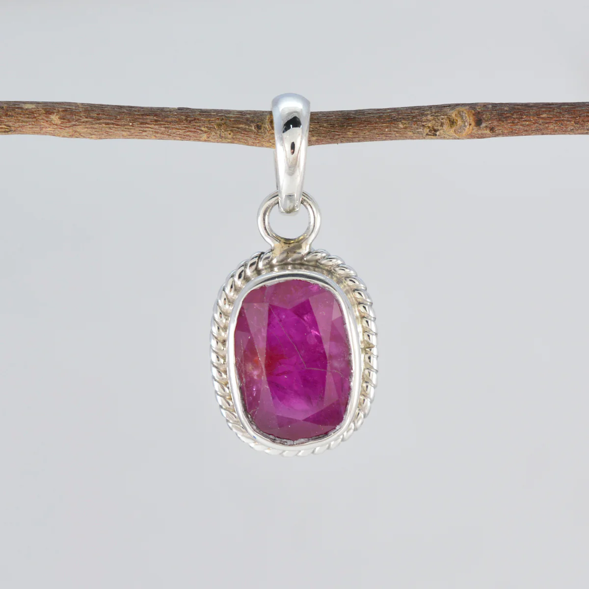 Ruby Dainty Latin American Silver Solitaire Yasmin Rope-Wire Red Pendant Jewelry - Image 2