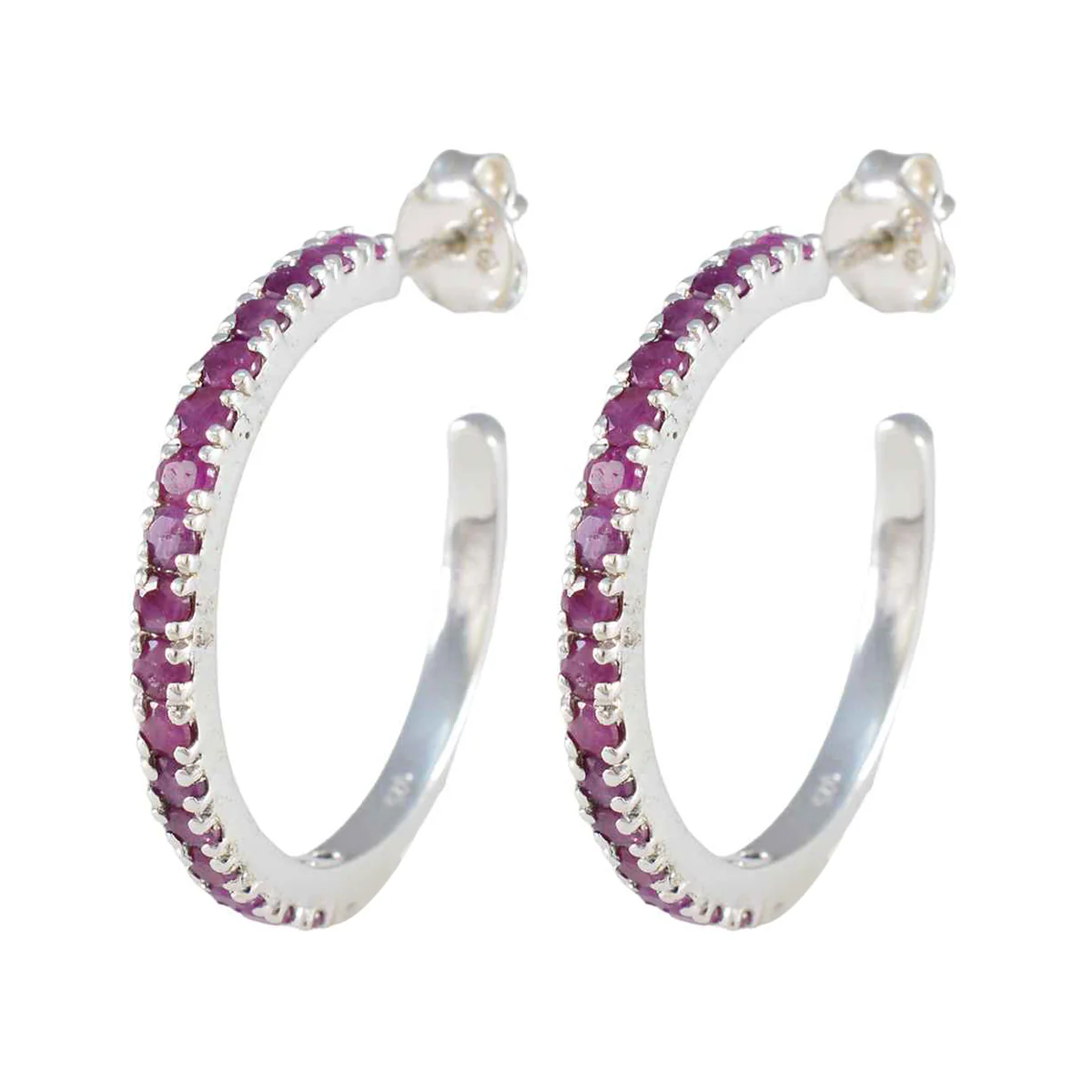 Ruby Middle Eastern Sakura multiple Stud Red Sterling Silver Earring