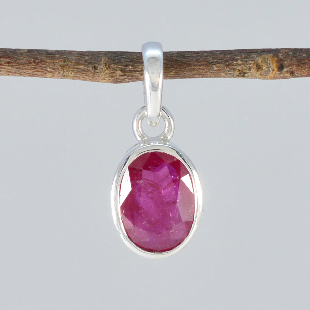 Ruby Minimalist Japanese 92.5 Silver Solitaire Yuna Trendy Red Pendant Jewellery - Image 2
