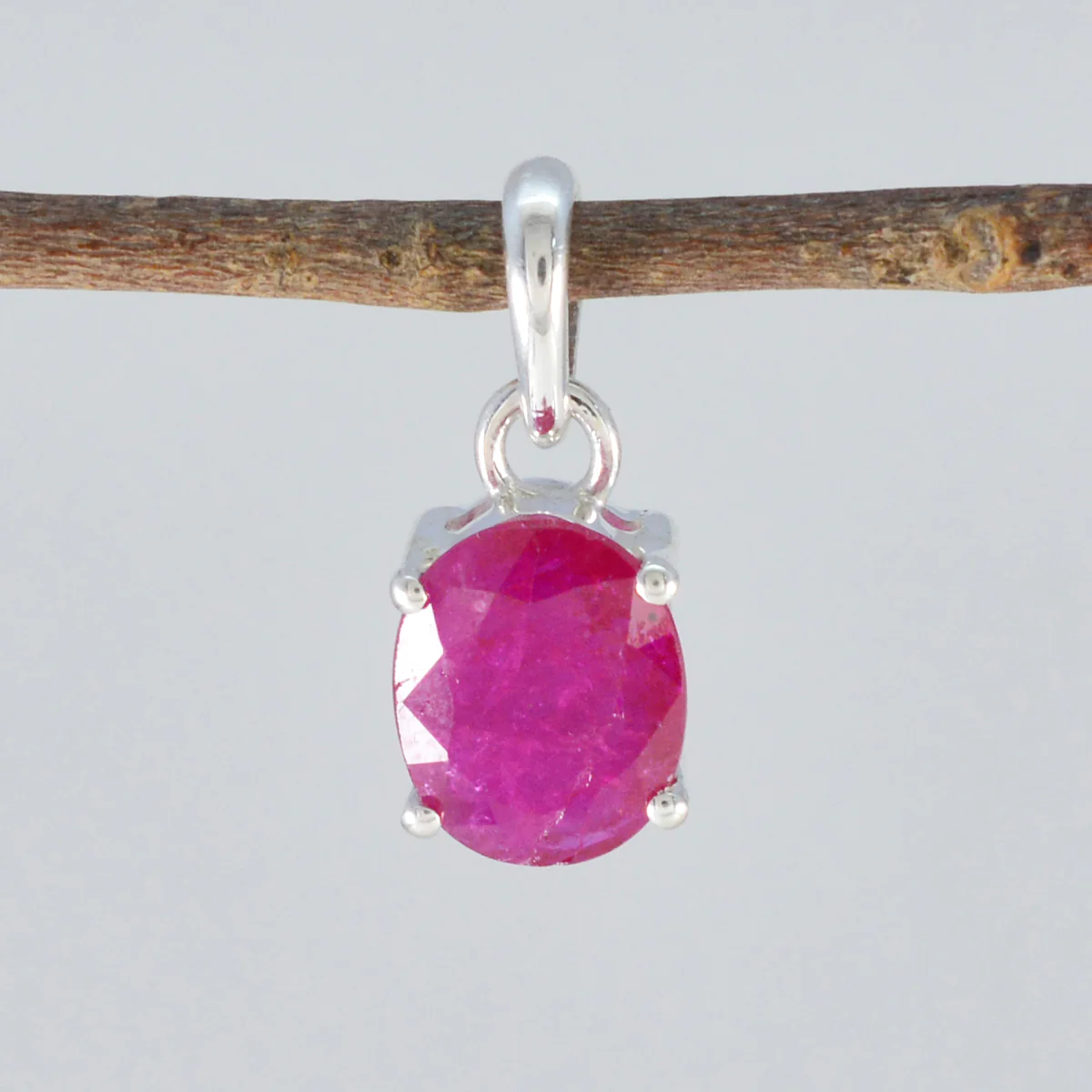 Ruby Minimalist Japanese 925 Silver Solitaire Yuki Abstract Red Pendant Jewelry - Image 2