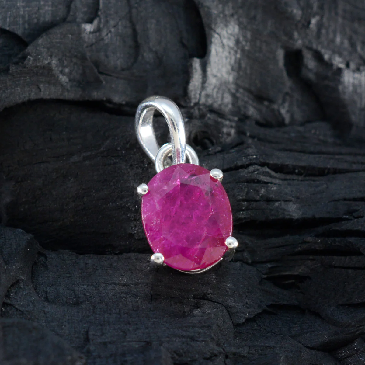 Ruby Minimalist Japanese 925 Silver Solitaire Yuki Abstract Red Pendant Jewelry - Image 4